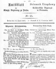 Amtsblatt der K&ouml;niglichen Regierung zu Posen 1827.06.12 Nr24