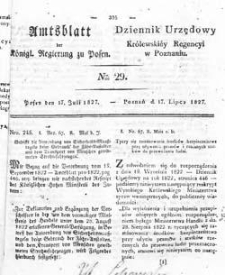 Amtsblatt der K&ouml;niglichen Regierung zu Posen 1827.07.17 Nr29