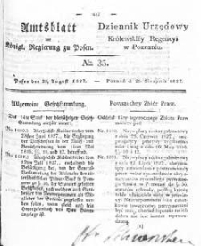 Amtsblatt der K&ouml;niglichen Regierung zu Posen 1827.08.28 Nr35