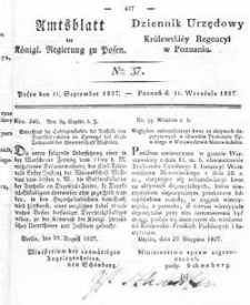 Amtsblatt der K&ouml;niglichen Regierung zu Posen 1827.09.11 Nr37