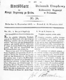 Amtsblatt der K&ouml;niglichen Regierung zu Posen 1827.09.18 Nr38