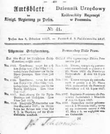 Amtsblatt der K&ouml;niglichen Regierung zu Posen 1827.10.09 Nr41