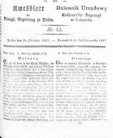 Amtsblatt der K&ouml;niglichen Regierung zu Posen 1827.10.23 Nr43