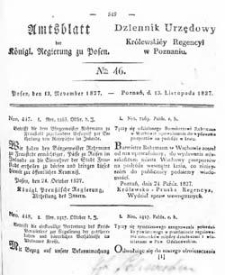 Amtsblatt der K&ouml;niglichen Regierung zu Posen 1827.11.13 Nr46