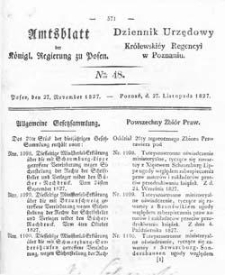 Amtsblatt der K&ouml;niglichen Regierung zu Posen 1827.11.27 Nr48