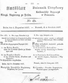 Amtsblatt der K&ouml;niglichen Regierung zu Posen 1827.12.04 Nr49