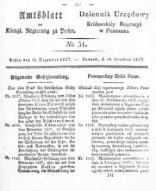 Amtsblatt der K&ouml;niglichen Regierung zu Posen 1827.12.18 Nr51