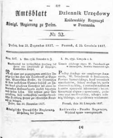 Amtsblatt der K&ouml;niglichen Regierung zu Posen 1827.12.25 Nr52