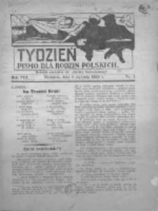 Tydzień: pismo dla rodzin polskich: dodatek niedzielny do "Gazety Szamotulskiej" 1933.01.08 R.8 Nr1