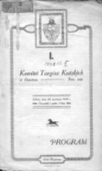 I. Program: Komitet Targów Końskich w Gnieźnie: sobota, dnia 20. kwietnia 1929 r.