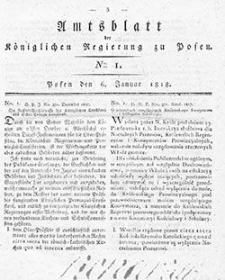 Amtsblatt der K&ouml;niglichen Regierung zu Posen: Jahrgang 1818.01.06 Nr1