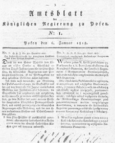 Amtsblatt der Königlichen Regierung zu Posen: Jahrgang 1818.01.06 Nr1