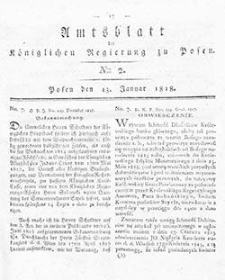 Deffentlicher Anzeiger: Beilage zu Nr 2 des Amtsblatts der K&ouml;niglichen Regierung zu Posen 1818.01.13