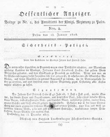 Amtsblatt der K&ouml;niglichen Regierung zu Posen: Jahrgang 1818.01.20 Nr3