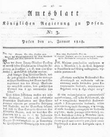 Deffentlicher Anzeiger: Beilage zu Nr 3 des Amtsblatts der K&ouml;niglichen Regierung zu Posen 1818.01.20