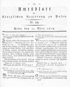 Deffentlicher Anzeiger: Beilage zu Nr 10 des Amtsblatts der K&ouml;niglichen Regierung zu Posen 1818.03.10