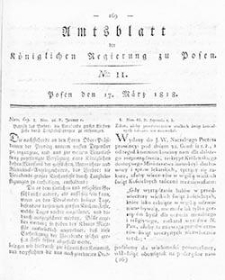 Deffentlicher Anzeiger: Beilage zu Nr 11 des Amtsblatts der K&ouml;niglichen Regierung zu Posen 1818.03.17