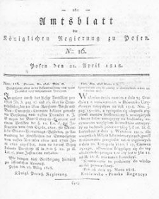 Deffentlicher Anzeiger: Beilage zu Nr 16 des Amtsblatts der Königlichen Regierung zu Posen 1818.04.21