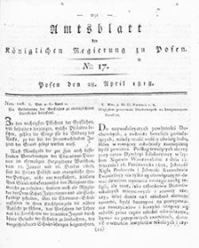 Deffentlicher Anzeiger: Beilage zu Nr 17 des Amtsblatts der Königlichen Regierung zu Posen 1818.04.28