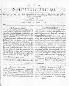 Amtsblatt der K&ouml;niglichen Regierung zu Posen: Jahrgang 1818.05.12 Nr19