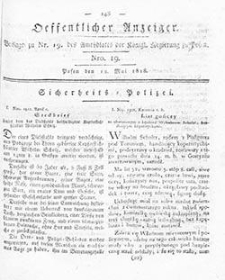 Amtsblatt der K&ouml;niglichen Regierung zu Posen: Jahrgang 1818.05.19 Nr20