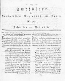 Deffentlicher Anzeiger: Beilage zu Nr 20 des Amtsblatts der Königlichen Regierung zu Posen 1818.05.19