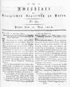 Deffentlicher Anzeiger: Beilage zu Nr 21 des Amtsblatts der Königlichen Regierung zu Posen 1818.05.26