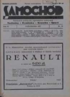 Samochód, Motocykl, Samolot: miesięcznik poświęcony zagadnieniom motoryzacji 1937 październik R.4 Nr10