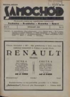 Samochód, Motocykl, Samolot: miesięcznik poświęcony zagadnieniom motoryzacji 1938 kwiecień R.5 Nr4