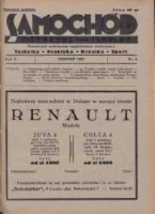 Samochód, Motocykl, Samolot: miesięcznik poświęcony zagadnieniom motoryzacji 1938 sierpień R.5 Nr8