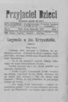 Przyjaciel Dzieci: ilustrowane pisemko dla dzieci: dodatek bezpłatny dodatek do Orędownika 1912.11.15 R.1 Nr4