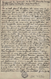 Fragment du journal de la C-tesse Stanislas Zamoyska nee [...] Sophie Czartoryska