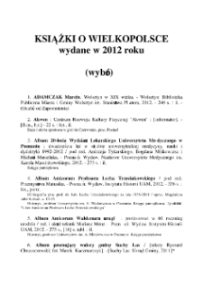 Książki o Wielkopolsce wydane w 2012 roku (wybór)