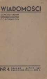 Wiadomości Stowarzyszenia Dyplomowanych Ogrodników 1939 lipiec R.5 Nr4