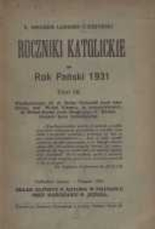 Roczniki Katolickie na Rok Pański 1931 T.9