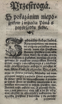 Przestroga z pokazanim niepożytkow z wźięćia Pana s poyśrżodku siebie