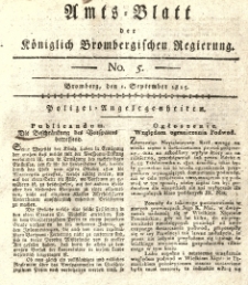 Amts-Blatt der K&ouml;niglich Brombergischen Regierung. 1815.09.01 No.5