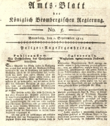 Amts-Blatt der Königlich Brombergischen Regierung. 1815.09.01 No.5