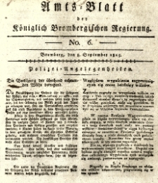 Amts-Blatt der K&ouml;niglich Brombergischen Regierung. 1815.09.08 No.6
