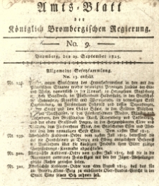 Amts-Blatt der K&ouml;niglich Brombergischen Regierung. 1815.09.29 No.9
