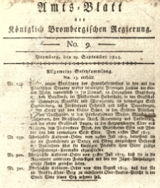 Amts-Blatt der Königlich Brombergischen Regierung. 1815.09.29 No.9