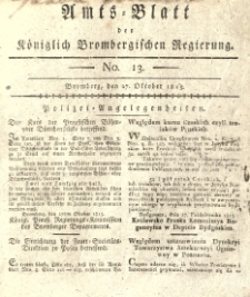 Amts-Blatt der K&ouml;niglich Brombergischen Regierung. 1815.10.27 No.13