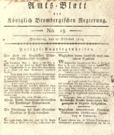 Amts-Blatt der Königlich Brombergischen Regierung. 1815.10.27 No.13