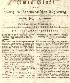 Amts-Blatt der K&ouml;niglich Brombergischen Regierung. 1815.11.10 No.15