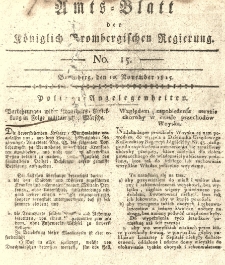 Amts-Blatt der Königlich Brombergischen Regierung. 1815.11.10 No.15