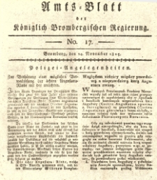 Amts-Blatt der K&ouml;niglich Brombergischen Regierung. 1815.11.24 No.17