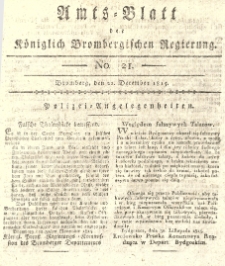 Amts-Blatt der K&ouml;niglich Brombergischen Regierung. 1815.12.22 No.21