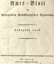Amts-Blatt der Königlich Brombergischen Regierung. 1816.01.05 No.1