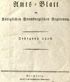 Amts-Blatt der Königlich Brombergischen Regierung. 1816.01.05 No.1