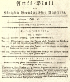 Amts-Blatt der Königlich Brombergischen Regierung. 1816.02.09 No.6